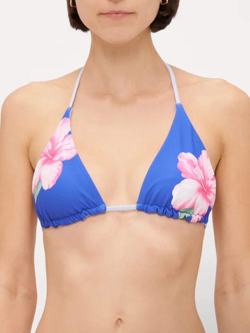 Hollister Blue Bikini Top AND Bottom with Pink Floral Accents reversible